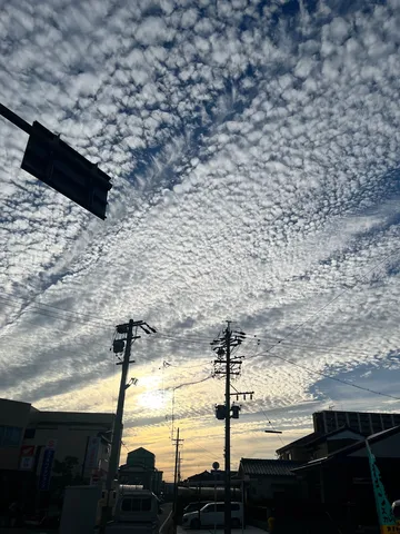 空一面の雲と電柱のコントラスト