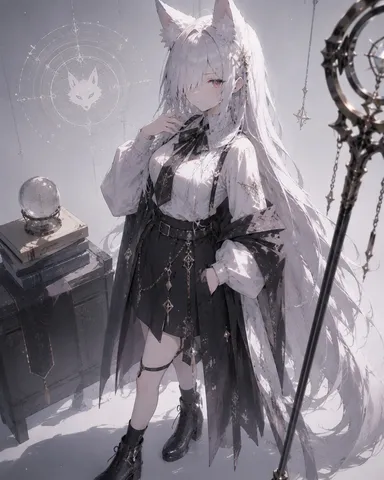 神秘的な白狐の魔法使い