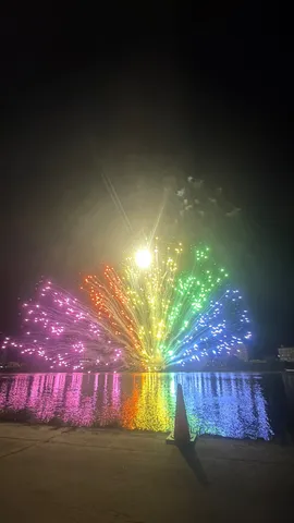 虹色に輝く夜空のショー