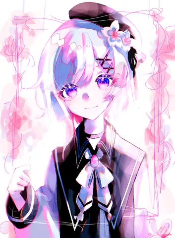 花飾りとピンクの余韻