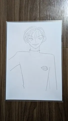 アニメ風の少年、描画の途中