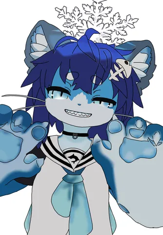 雪と戯れる青い獣