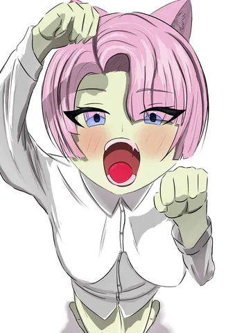 猫耳娘の元気なポーズ