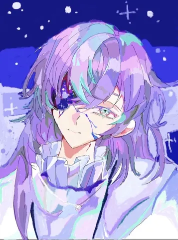夜空と雪の彩りが映る