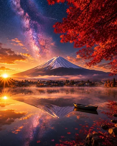 湖面に映る二つの宇宙