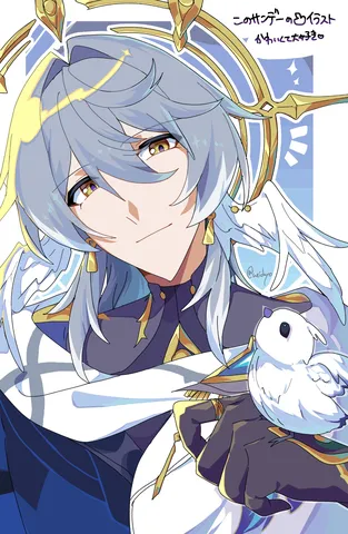 天使と小鳥、神秘的な瞬間