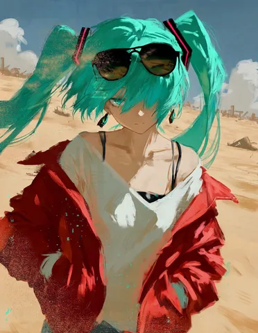 砂塵舞うミクさんの夏景色
