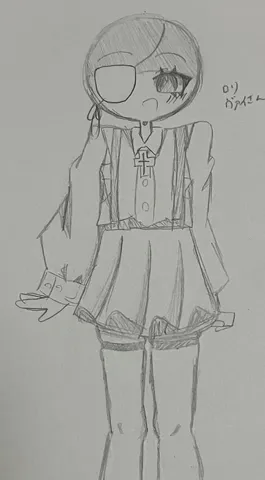 眼帯と私服のイラスト