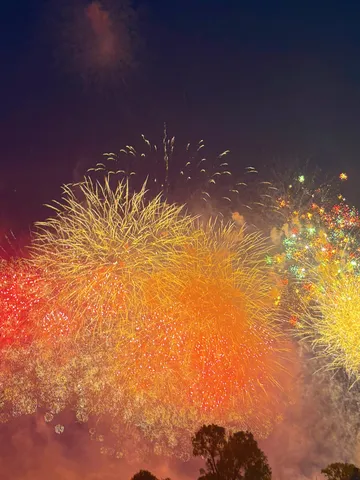 夜空を彩る花火の雲