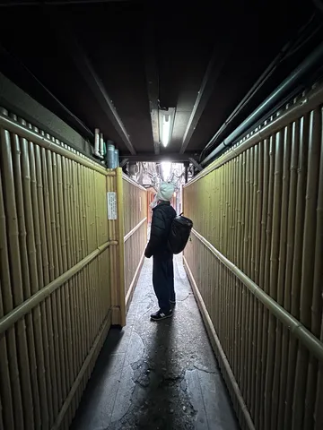 竹の路地の薄明り