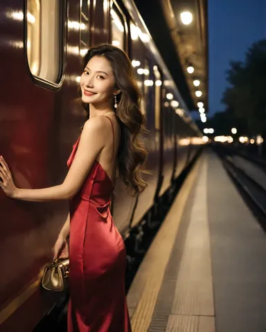 夜汽車と赤いドレスの艶やかな瞬間