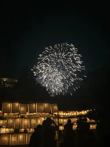 光のダブルパンチ！夜空と提灯の競演
