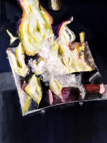 炎に照らされる静物画