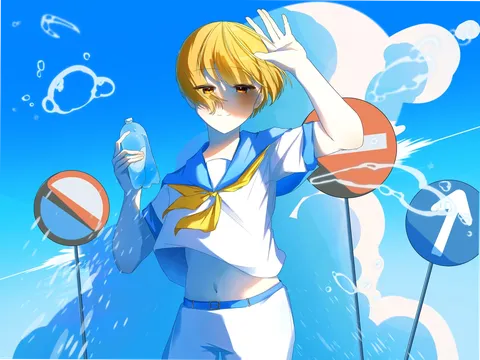 水しぶき弾ける青い夏