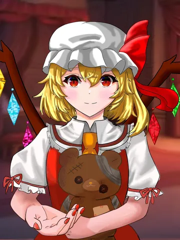 テディベアと見つめ合う少女