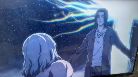 神秘的な空間に佇むアニメキャラクター