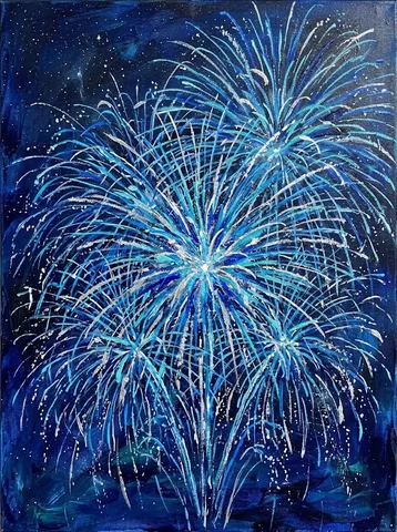 青を纏う花火の夜