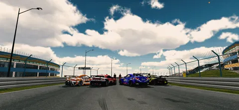 スタートラインに並ぶレーシングカー
