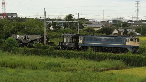 田園と線路の静かな列車
