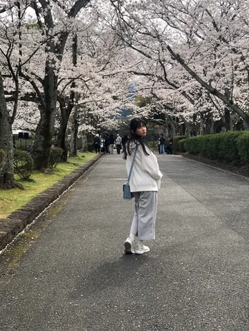 桜並木を振り返る、春の彩り