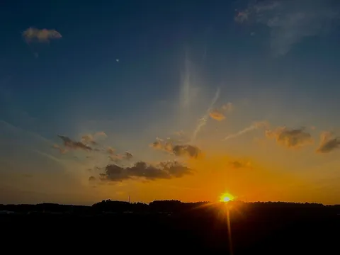 地平線に沈む太陽の軌跡