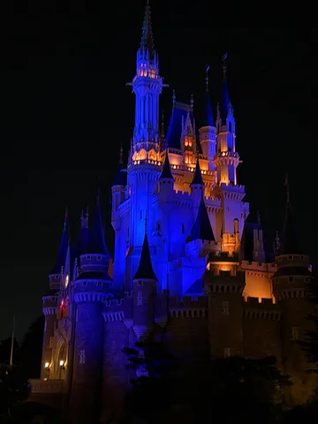 夜空に輝く幻想的な光の城