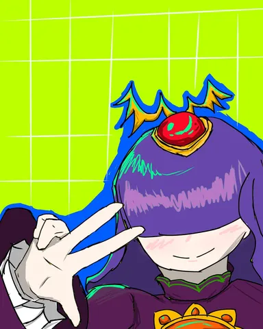ピースサインとネオングリーン