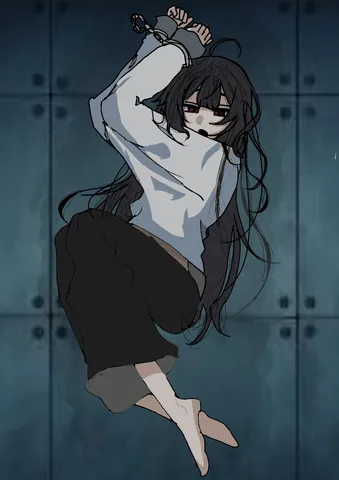 縛られた黒髪の少女、静かなる叫び