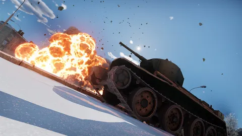 爆炎を背景に疾走する戦車