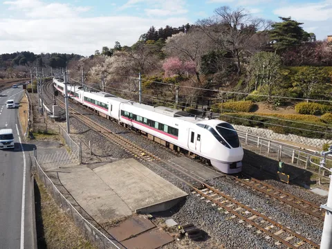 春風を疾走する新幹線