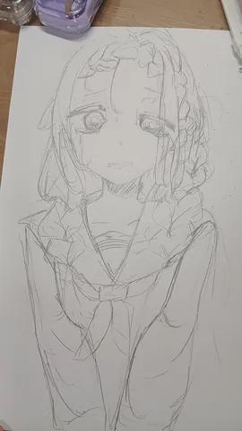 憂いを帯びた鉛筆デッサン