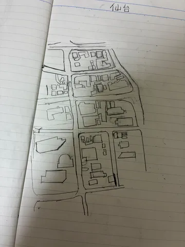 手書きの街並みマップ