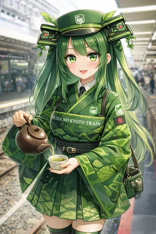 緑茶の擬人化？抹茶トレインの車掌さん