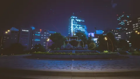 静寂に包まれた都市の灯り