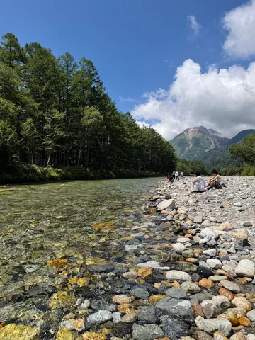 透明な川と大自然のコントラスト