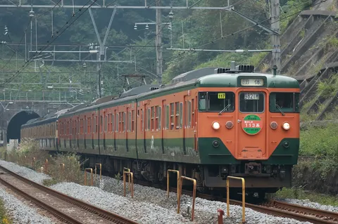 トンネルを抜ける緑とオレンジの疾走