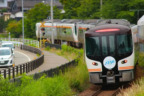 緑と共走する列車の旅路