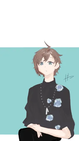 淡い青い花が咲いた装い
