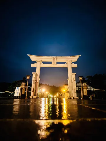 雨夜に浮かぶ鳥居
