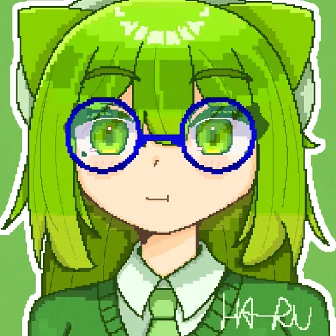 ピクセルアート風、緑の乙女