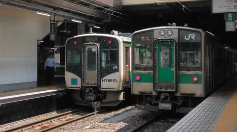並走する電車の日常風景