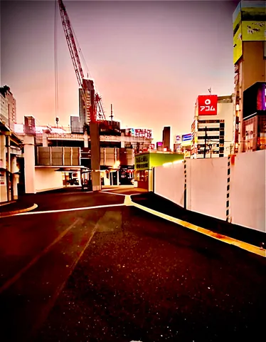 夕暮れの工事現場のざわめき