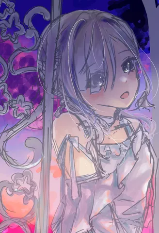 夜風に揺れる虹色の影
