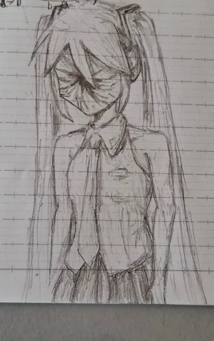 ノートの落書き風、ツインテール少女