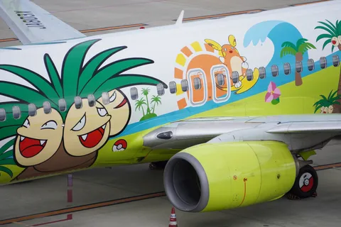 南国風の飛行機の風景