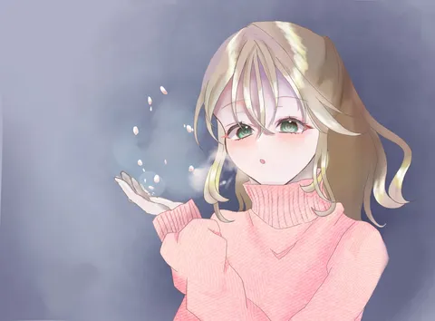 雪の結晶、吐息に舞う