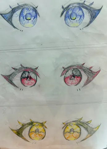 クレヨンで描かれた魅力的な瞳たち