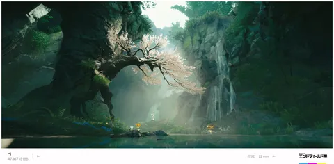 神秘の滝と桜、幻想的な渓谷美