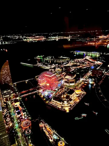 煌めく港町の夜景