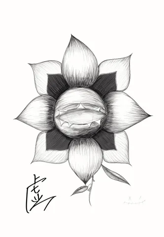 黒と白が織りなす、幻想的な花の肖像